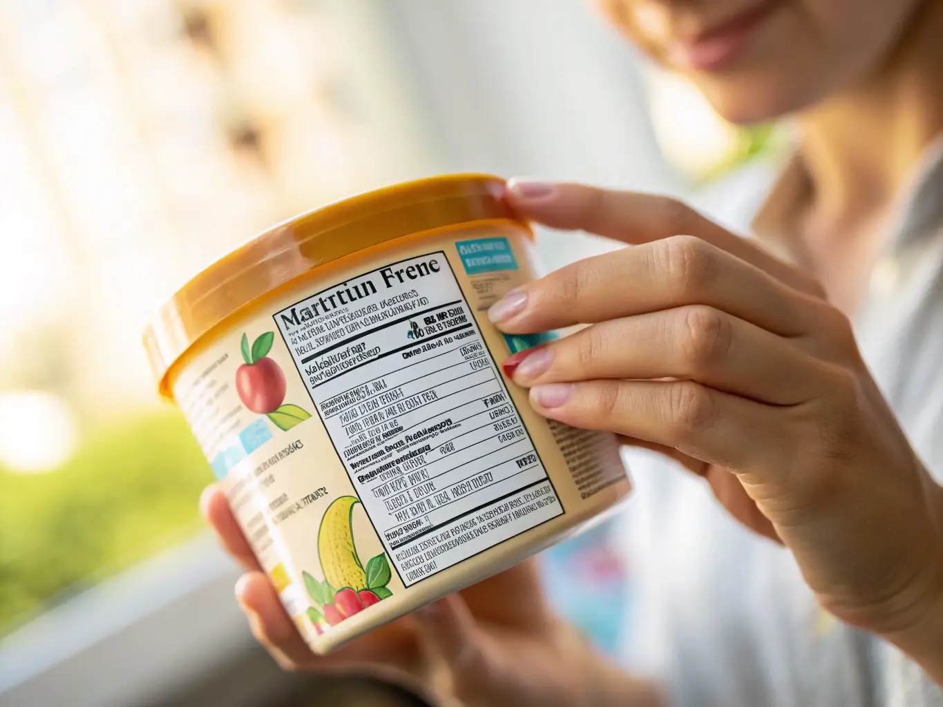 A close-up shot of a nutrition label highlighting the low sugar content of Lucas Greek Yogurt, emphasizing its health benefits.